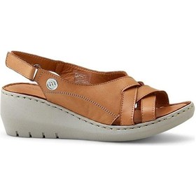 Resim Mammamia D25ys-2510 Kadın Dolgu Topuklu Comfort Sandalet Taba Siyah 