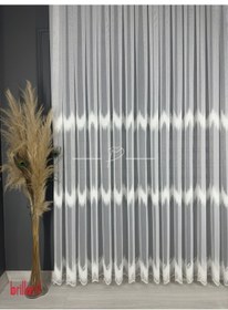 Resim Tül Perde İşlemeli Brillant Marka Ritim Desen Ekru 