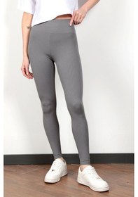 Resim Giysa Toparlayıcı Gri Kadın Kaşkorse Fitilli Spor Yoga Tayt - 4102 Koyu Gri 