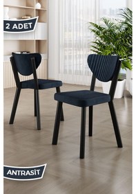 Resim Canisa Arfe Serisi 2 Adet Antrasit Mutfak Sandalyesi Siyah Metal İskeletli 1. Sınıf Babyface Kumaş Antrasit Sandalye Ayaaklar Siyah 