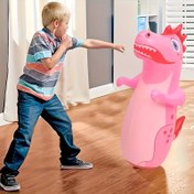 Resim Dayanıklı Dinozor Şişme Vurma Torbası - Gençler için Dikey Boks Tumbler Oyuncak, Açık Hava Sporları & Egzersiz Ekipmanları, Karışık Renkler (Pembe/Yeşil/Sarı) 