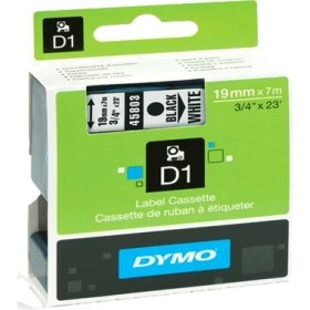 Resim dymo d1 şerit 19x7 mt beyaz-siyah 45803 s0720830 