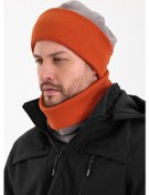 Resim Hünkar Sytle, Çift Renk Çift Kat Katlanabilir Yumuşak Erkek Bere Boyunluk Takım - Standart / Gri-kiremit Gri-kiremit 