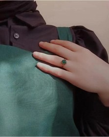 Resim Akik Diyarı Bakır Yeşil Akik Taşı Ayarlamalı Yüzük 