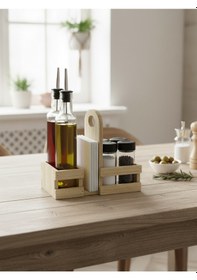Resim Ahşap Doğal Baharatlık Yağdanlık Ve Peçetelik Takımı Uzun Başlık Set Kavak-ıhlamur 1 Set Ahşap 