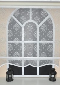 Resim Storburada Çift Mekanizmalı Kirli Beyaz Damask Tül Perde Ve Ekru Stor Perde Stb45252-v01 Ekru 