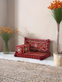 Resim mdhomecarpet Şark Köşesi Minder Takımı | Yer , Sırt Minderi, Etnik Desen, Salon ve Ev İçin 3 Parça Süngerli 