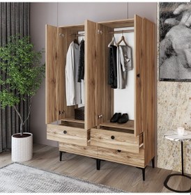 Resim Kalender Dekor Silvia-1-1 Slv04, 4 Kapaklı, 4 Çekmeceli Gardırop 