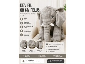 Resim Özel Üretim Dev Peluş Fil Uyku ve Oyun Arkadaşı 60CM 