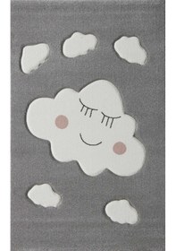 Resim Eko Halı Eko Kids Kds 09 Grey Hav Toz Vermez Çocuk Odası Halısı - 120x180 Gri 