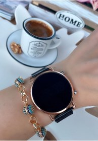 Resim pullmarkt Tuşlu Unisex Çelik Kol Saati Hasır Kordon Kol Saatleri 