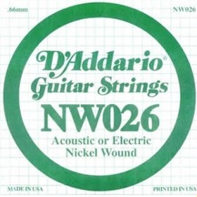 Resim D'Addario NW026 Nickel Wound Elektro Gitar Tek Tel 
