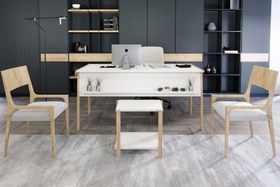 Resim LAGOMOOD ZENİTH OFİS MASA TAKIM, BEYAZ MEŞE 