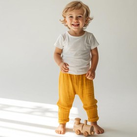 Resim Çift Kat Müslin Şalvar Pantolon | %100 Pamuk - Sarı / 7-8 yaş 