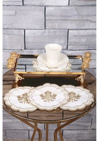 Resim Glory Gold Renk 6'lı Kokteyl Peçetesi Kahve Yanı Sunum Peçetesi 