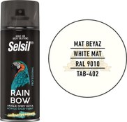 Resim Rainbow Akrilik Sprey Boya MAT BEYAZ 400 ml. - RAL9010 Selsil