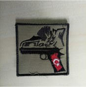 Resim şafak25 Silah-bozkurt-bayrak Desenli Yeşil Nakış Işleme Arma Patch Peç Kumaş 