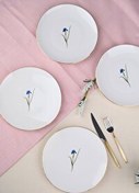 Resim Tabak Evi Porselen Natura İris Altın Yaldız Pasta Tabağı 20.5 CM 4'lü 