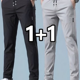 Resim 2 Adet Erkek Hızlı Kuruyan Nefes Alabilen Jogger Pantolon - Nem Çeken Düz Paça, Ayarlanabilir Bel Bağcıklı & Yan Cepli, Tek Renk Siyah & Lacivert Tüm Sezonlar İçin Dış Mekan ve Günlük Kullanım, Koşu Pantolonları, Aktif Yaşam Tarzı, Şık Tasarım, Dayanıklı Malzeme, Fitness Tutkunları 