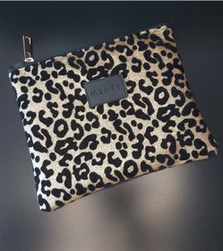 Resim Meryy Collection Clutch Çanta Kadife Leopar Detaylı Leopar 
