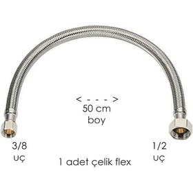 Resim Flex Çelik 1/2 3/8 Uç 50 Cm Boy 1 Adet 