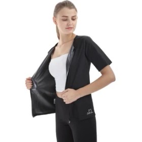 Resim FİT1BEDEN Içi Polimer Kumaş Fermuarlı Sauna Body (Kısa Kollu) 
