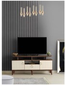 Resim 110 CM MDF MEBRAN KAPAK RAFLI TV SEHPASI BAROK CEVİZ - KREM 