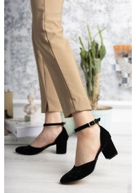 Resim GİMER - 7 Punt Karnıyarık Siyah Süet Stiletto - MZ110102G Siyah 