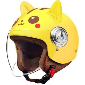 Resim Relaxed Karikatür Darbeye Dayanıklı Çocuk Açık Motosiklet Kaskı Sarı 