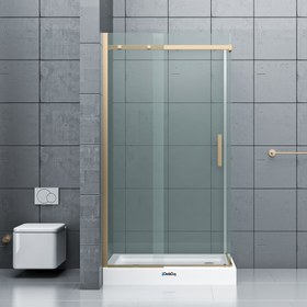 Resim Dikdörtgen Duş kabini | Üstten Askılı - 90x170cm / Altın / Sürgülü 