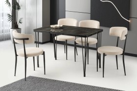 Resim Sabit Masa Firkete Ayak 70x20 Cm 4 Adet Gözde Sandalye Krem 