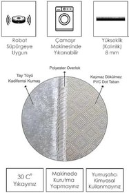 Resim Rovigo Dijital Baskı Yıkanabilir Kaymaz Taban Salon Halısı Ve Yolluk RVG0761, Krem Rengi, 100 x 300 