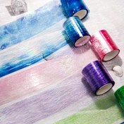 Resim Su Dalgası Parıltılı PET Bant - Scrapbooking, Günlük Tutma ve Parti Hediye Kutusu Süslemesi için - 1 Rulo, Yanardöner Kaplamalı Su Geçirmez Olmayan Yapışkan Bant 
