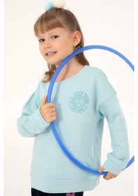Resim U.S. Polo Assn. Kız Çocuk Su Yeşili Bisiklet Yaka Basic Sweatshirt 50296391-VR083 