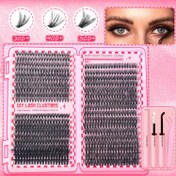Resim 740 adet/200 adet/60 adet Tek Kirpik 30D40D50D80D DIY Kirpik Uzatma Kiti Pense, Yapıştırıcı ve Mühür Tek Kullanımlık Tek Kirpikler Parti Sahne Festivali Göz Makyajı için 