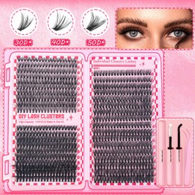 Resim 740 adet/200 adet/60 adet Tek Kirpik 30D40D50D80D DIY Kirpik Uzatma Kiti Pense, Yapıştırıcı ve Mühür Tek Kullanımlık Tek Kirpikler Parti Sahne Festivali Göz Makyajı için 