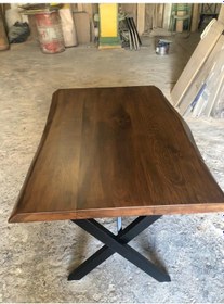 Resim Bintaşmobilya Ceviz Rengi Gürgen Ağacı Kütük Masa Imalatı 80X120.Cm 