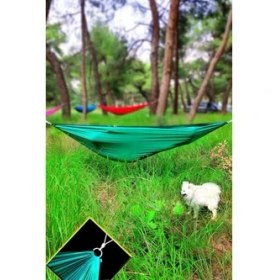 Resim Larskas Bundera Kamp Hamağı Piknik Hamağı Bahçe Balkon Outdoor Kamp Salıncak Hamak (Yeşil) 
