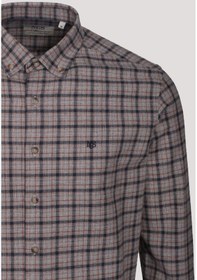 Resim Erkek Gömlek Kiremit Uzun Kol Ekose Kareli Flanel Yün Tuşeli Slim Fit Düğmeli Yaka Shirt Ncs Jeans 7270-kiremit Kiremit 