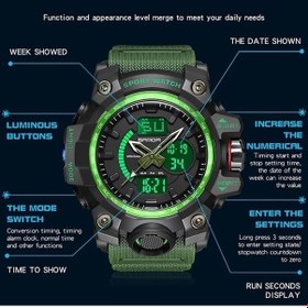 Resim Fastbuy Sanda 3132 Erkek Spor Saati, Su Geçirmez, Çok Fonksiyonlu, Aydınlık, Siyah Kırmızı Renkli Çok Renkli 