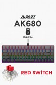 Resim Coverzone Ajazz AK680 RGB Işıklı 68 Tuş %65 Kompakt Kablolu Mekanik Klavye Hot-Swap Destekli Gaming 