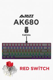 Resim Coverzone Ajazz AK680 RGB Işıklı 68 Tuş %65 Kompakt Kablolu Mekanik Klavye Hot-Swap Destekli Gaming 
