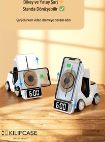 Resim Meanyou Forklift 5 in 1 Kablosuz Magsafe Şarj Standı - Sarı 