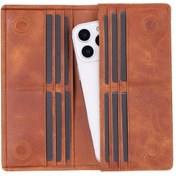 Resim Genel Markalar Aura Hakiki Deri, El Yapımı, Telefon Bölmeli, Kadın Cüzdanı, Karamel 