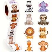 Resim 500 Adet Rulo Kaprisli Hayvan Stickerları - Parti Dekoru, Zarf Mühürleme & Hediye Paketleme İçin Mükemmel | Parlak, Düzensiz Şekiller | Tembel Hayvanlar, Zebralar, Fil 