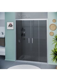 Resim Vesta D400 İki Duvar Arası 2 Sabit 2 Sürgü Duşakabin Parlak Profil Füme Cam H: 190 Cm Diğer 