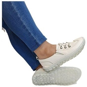 Resim Voyager 9871 Beyaz Hakiki Deri Boncuklu Bayan Ayakkabı Beyaz 