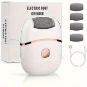 Resim 1 adet USB Şarj Edilebilir Elektrikli Ayak Değirmeni 4 Değiştirilebilir Başlık ile - Otomatik Kallus Giderici, Ölü Cilt Peeling, Yetişkinler için Pedikür Aracı, Ev ve Seyahat Ayak Bakımı Güzellik Cihazı, Pil, Pürüzsüz Cilt Tasarımı, Kallus Giderici | Zarif Ayak Bakımı | Dayanıklı Tasarım 