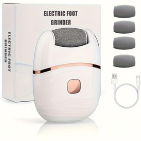 Resim 1 adet USB Şarj Edilebilir Elektrikli Ayak Değirmeni 4 Değiştirilebilir Başlık ile - Otomatik Kallus Giderici, Ölü Cilt Peeling, Yetişkinler için Pedikür Aracı, Ev ve Seyahat Ayak Bakımı Güzellik Cihazı, Pil, Pürüzsüz Cilt Tasarımı, Kallus Giderici | Zarif Ayak Bakımı | Dayanıklı Tasarım 