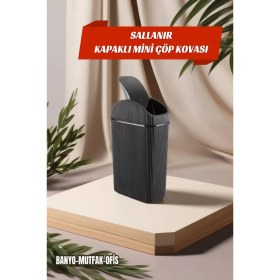Resim Sallanır Kapaklı Mini Çöp Kovası- Ofis-Banyo-Mutfak 